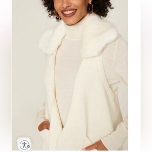 KAUFMAN FRANCO Fur Collar Cardigan Wool Blend Vest Size Small